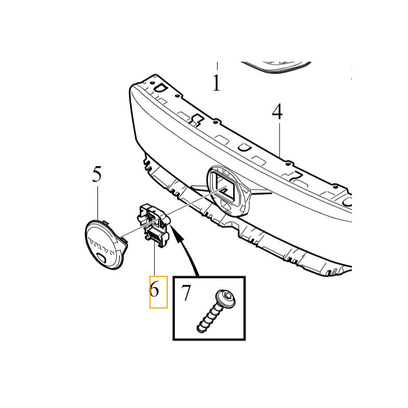 VOLVO XC40 Recharge wspornik kamery klips atrapy zderzaka przód OE