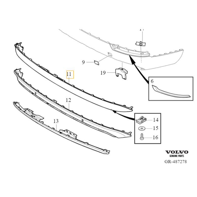 VOLVO XC90 II Diffusor Spoiler Heckstoßstange Unterbodenschutz OE Farbe