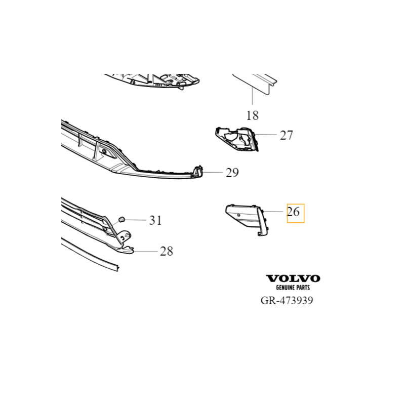 VOLVO S60 III V60 II Kühlergrill rechts Stoßstange R-Design OE 31455563