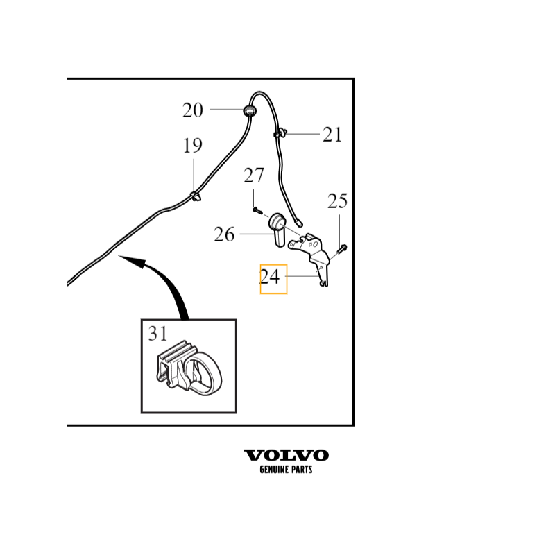 VOLVO C40 XC40 rączka otwierania maski pokrywy silnika zestaw komplet OE