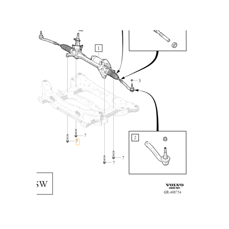 VOLVO C40 XC40 EX30 śruba przekładni kierowniczej M12x90 OE 30622968