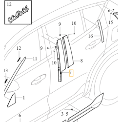 VOLVO C40 listwa ozdobna słupka B drzwi prawy przód czarny OE 32262943