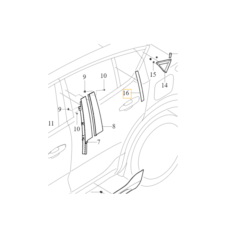 VOLVO C40 listwa ozdobna pionowa drzwi lewy tył czarny OE 32262948