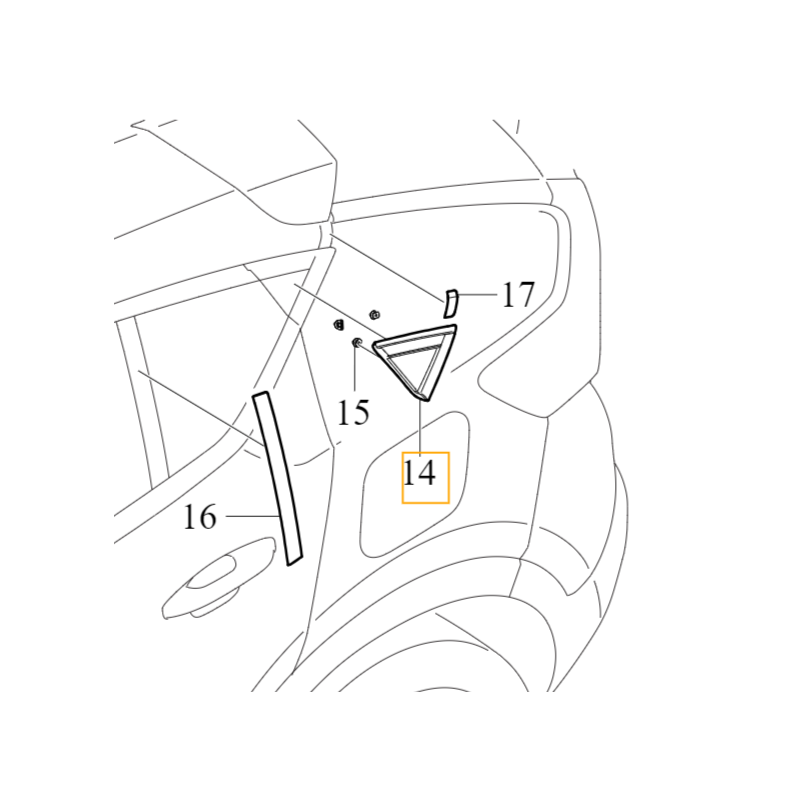 VOLVO C40 listwa ozdobna trójkąt słupka C prawy tył czarny OE 32368584