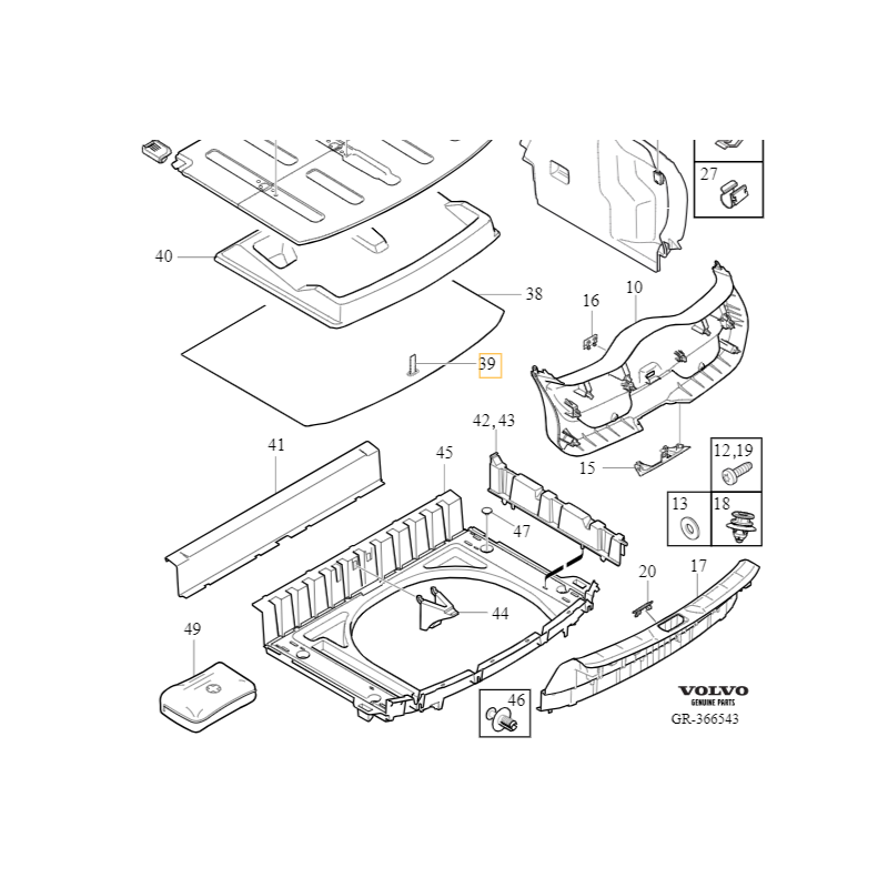 VOLVO V40 V40CC uchwyt wykładziny maty bagażnika OE 31363994