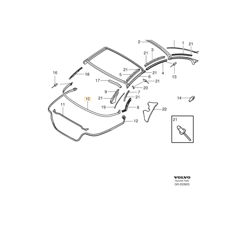 VOLVO C70 dolna uszczelka składanego dachu tył OE 31325265