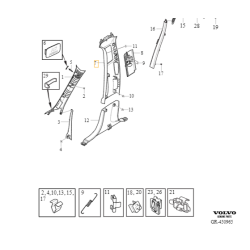 VOLVO S60 III V60 V60CC II prawe górne poszycie słupka B blondę OE 31479220
