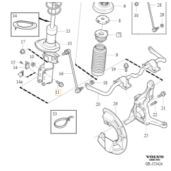 VOLVO S60 S80 V70 XC70 XC90 II śruba zwrotnicy amortyzatora M14 OE 982870