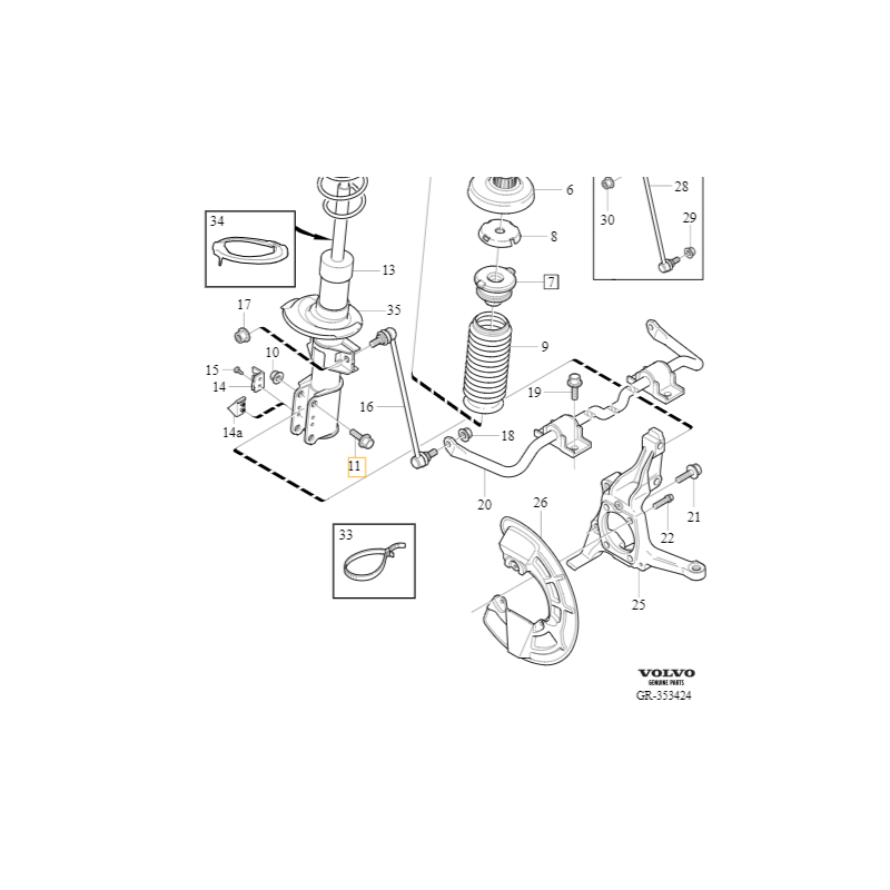 VOLVO S60 S80 V70 XC70 XC90 II śruba zwrotnicy amortyzatora M14 OE 982870
