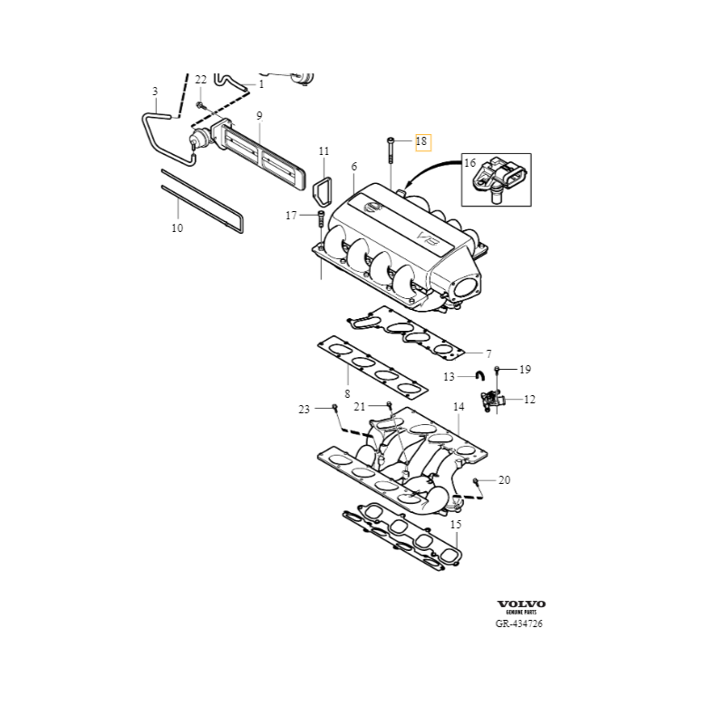 VOLVO S80 XC90 I śruba M7x82 kolektora ssącego 4.4 V8 B8444S OE 30741313