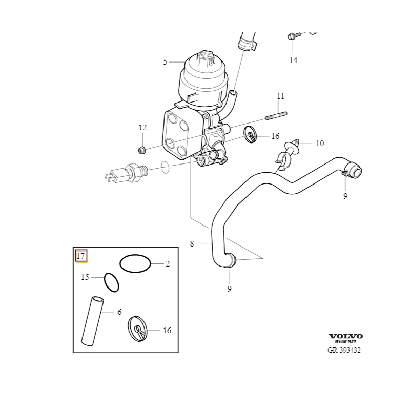 VOLVO C30 C70 S40 V50 zestaw uszczelnienie podstawy filtra 2.0D OE 8653792