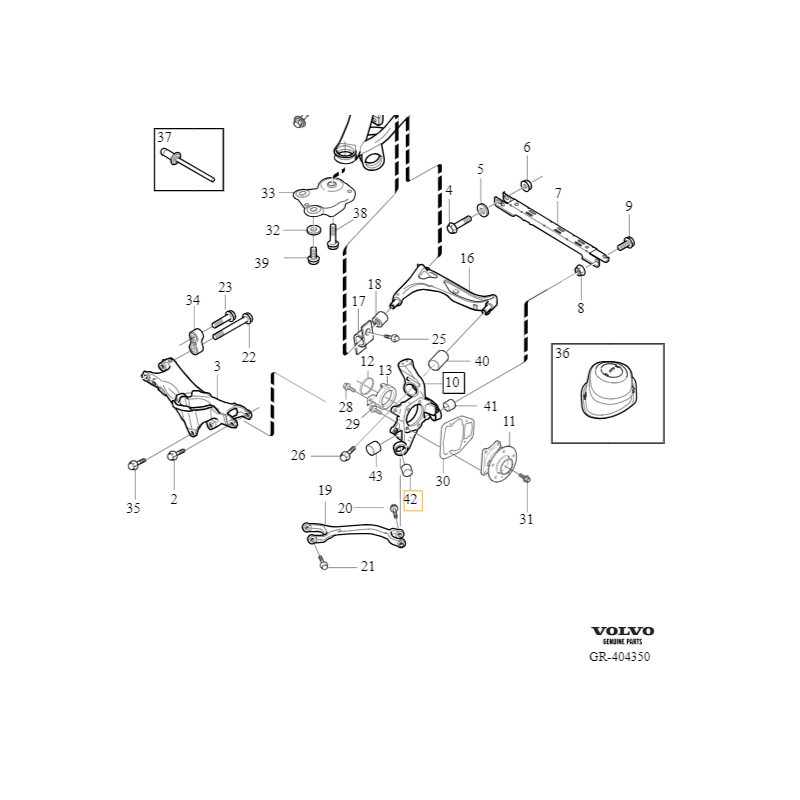 VOLVO XC90 I tuleja ramy zwrotnicy zawieszenia tył OE 8672222