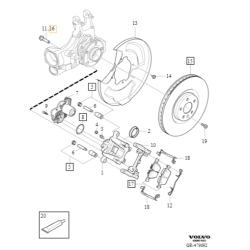 VOLVO śruba kolnierzowa hamulca tylnego koła M12x50 OE 30640777
