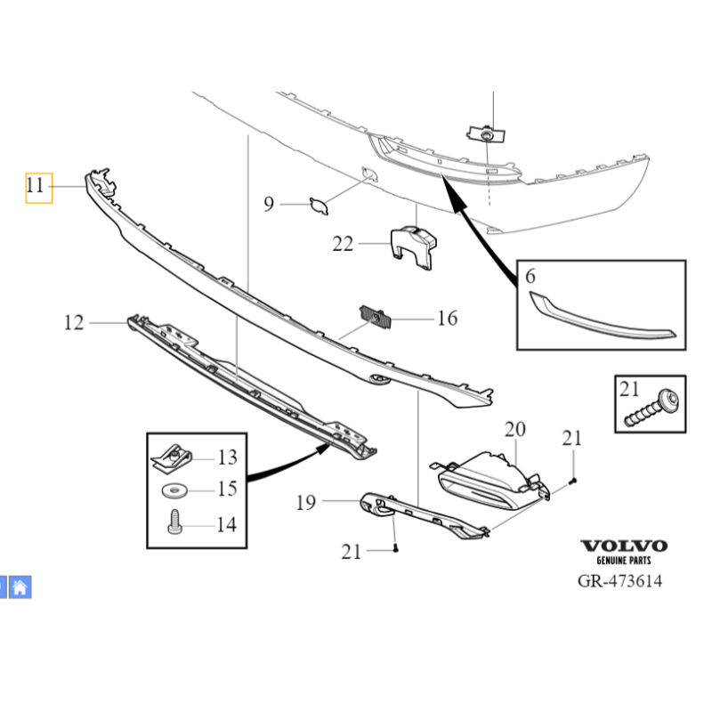 VOLVO XC90 II dyfuzor dokladka spoiler zderzak tył srebrna OE