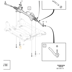 VOLVO C40 XC40 EX30 śruba przekładni kierowniczej M12x90 OE 30622968