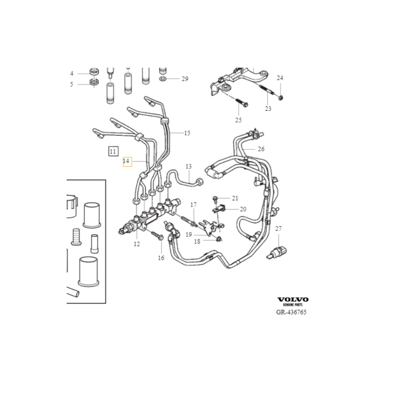VOLVO C30 S40 V50 S80 V70 przewód paliwowy wtryskiwaczy 1-2 1.6D OE