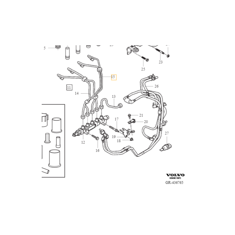 VOLVO C30 S40 V50 S80 V70 przewód paliwowy wtryskiwaczy 3-4 1.6D OE