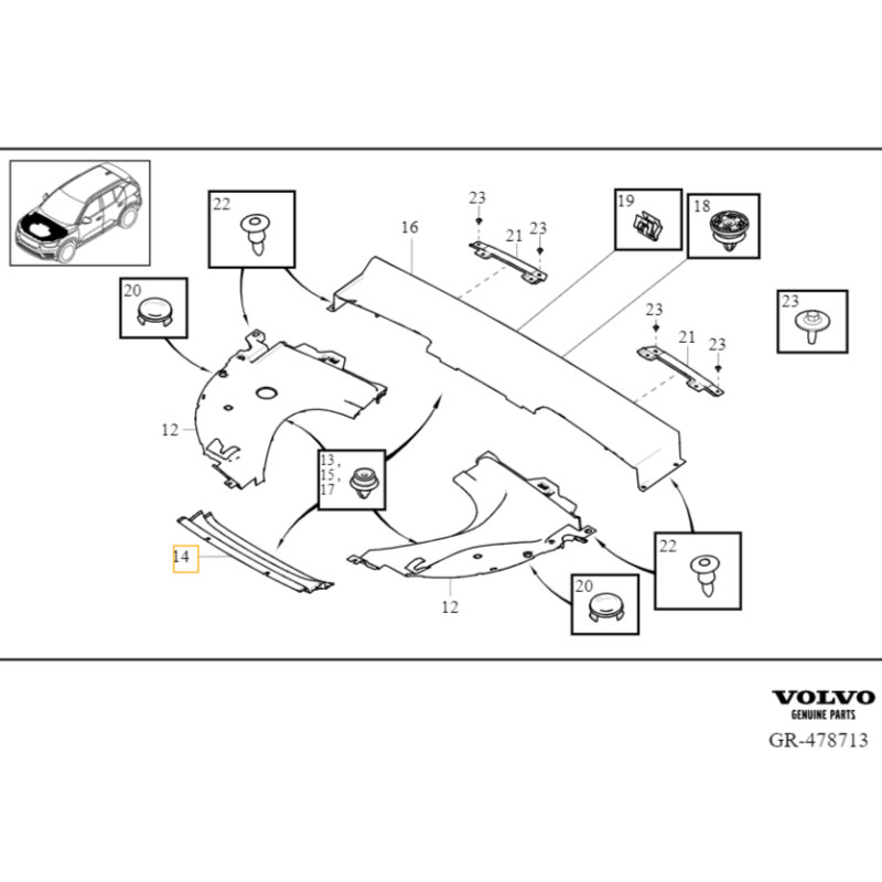 VOLVO C40 XC40 EV osłona pasa przedniego bagażnik przód OE 32234593