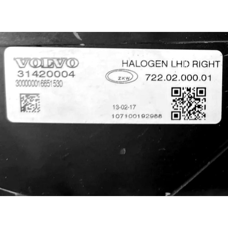 VOLVO V40 V40CC prawy reflektor lampa przód H7 halogen OE 31420004