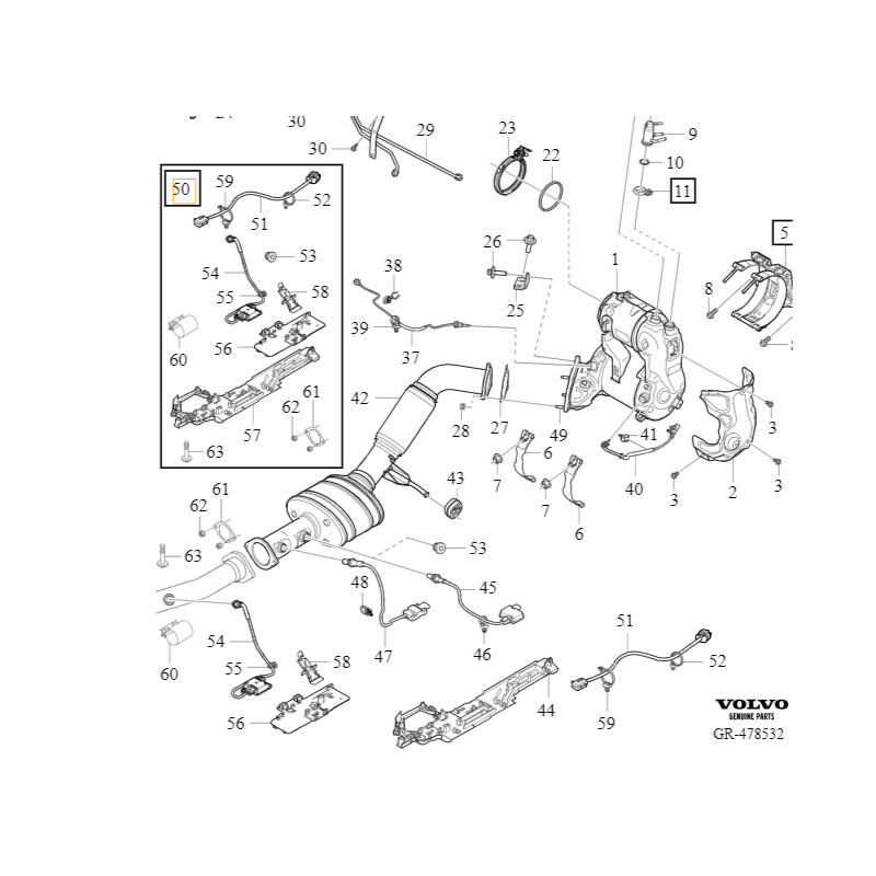 VOLVO XC60 XC90 II zestaw naprawczy katalizator filtr sonda OE 32339497
