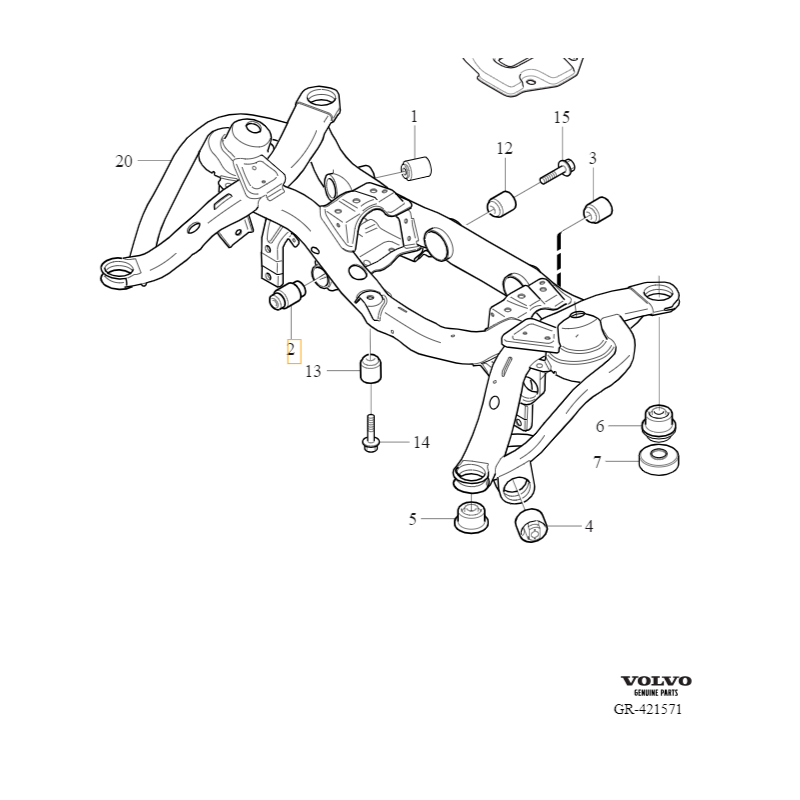 VOLVO S60 S80 V70 XC90 I tuleja ramy belki zawieszenia tył OE 30748889