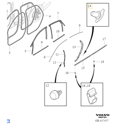 VOLVO S90 V90 V90CC II spinka listwy uszczelki tył OE 31424935