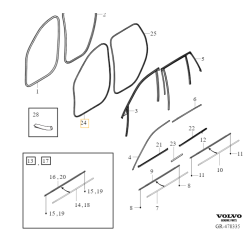 VOLVO XC90 II uszczelka drzwi przód lewa prawa klejona OE 32229247