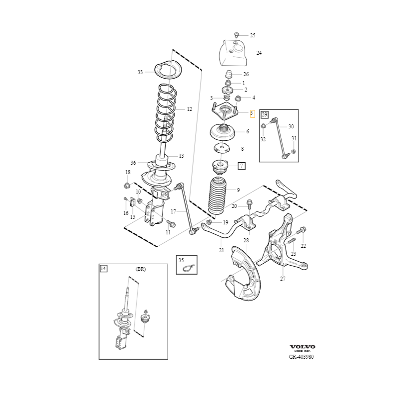 VOLVO C70 S70 S80 V70 górne łożysko mocowanie amortyzator przód OE 31200599