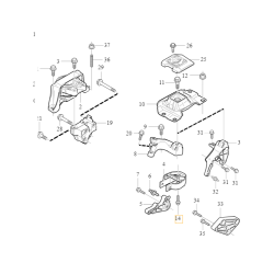VOLVO S40 V50 sruba tylnej poduszki silnika OE