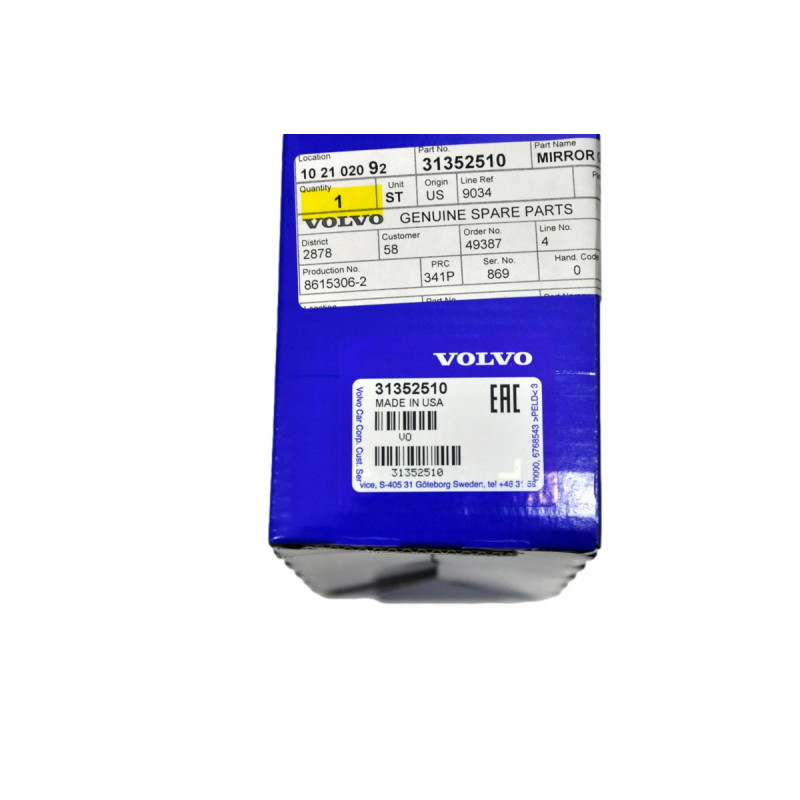 VOLVO XC60 lewy wkład lusterko fotochrom OE 31352510