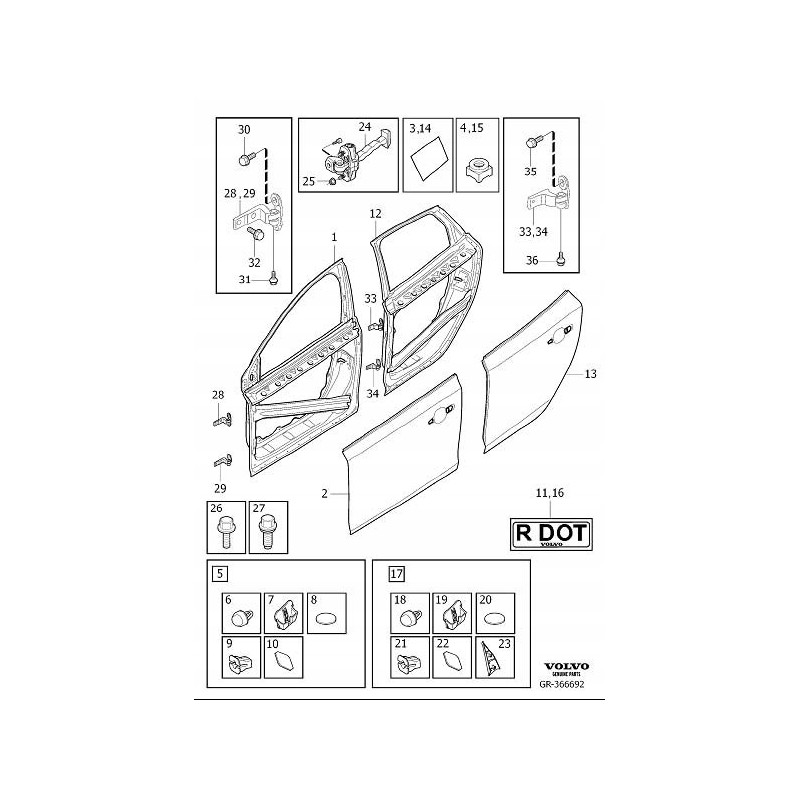 VOLVO V40 V40CC przedni ogranicznik drzwi przód OE