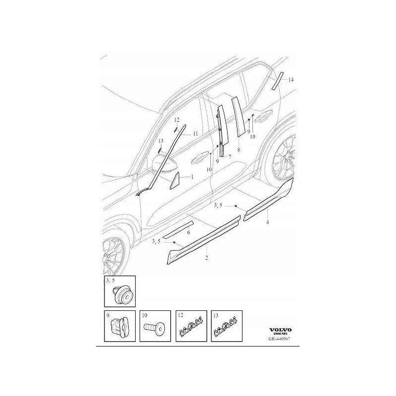 VOLVO S60 V60 V60CC XC60 Spinka listwy szyby czołowej 31672105 OE