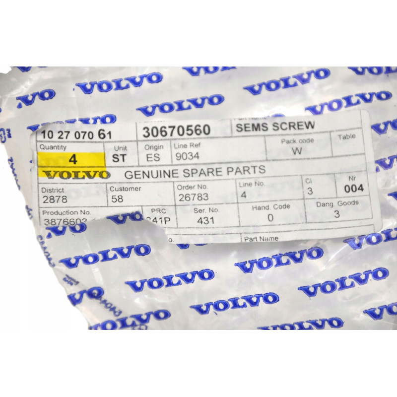 VOLVO POLESTAR 1 S60 S90 V60 V60CC Śruba sanek wózka silnika 30670560 OE
