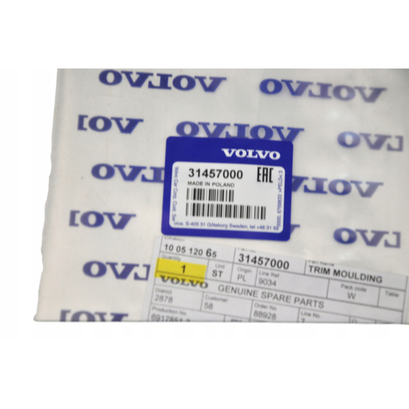 VOLVO EX40 XC40 Listwa zgarniajaca drzwi przednia lewa 31457000 OE