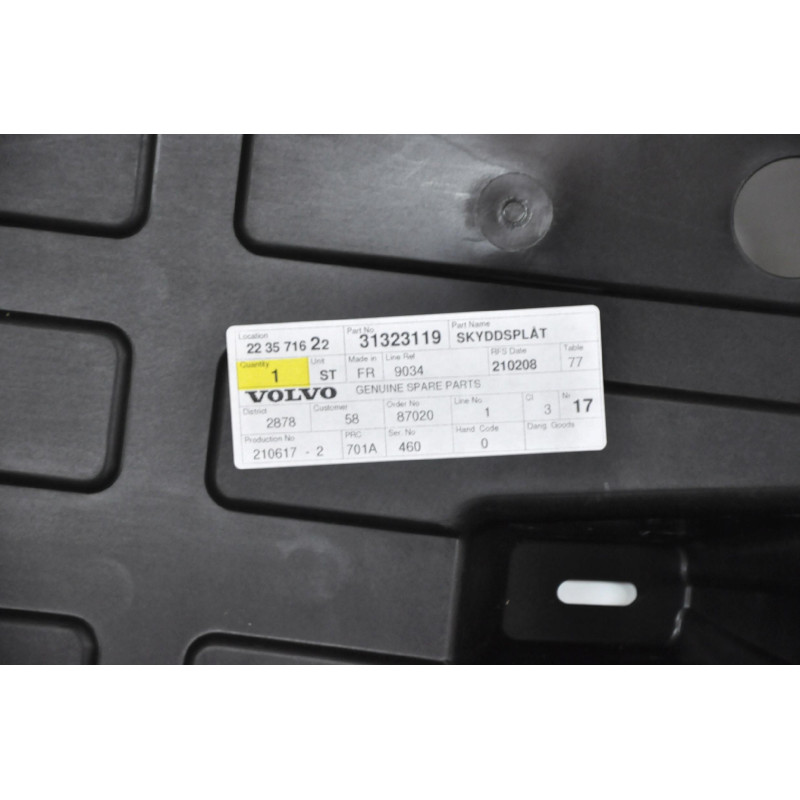 VOLVO V60 Osłona podwozia tylna prawa 31323119 OE