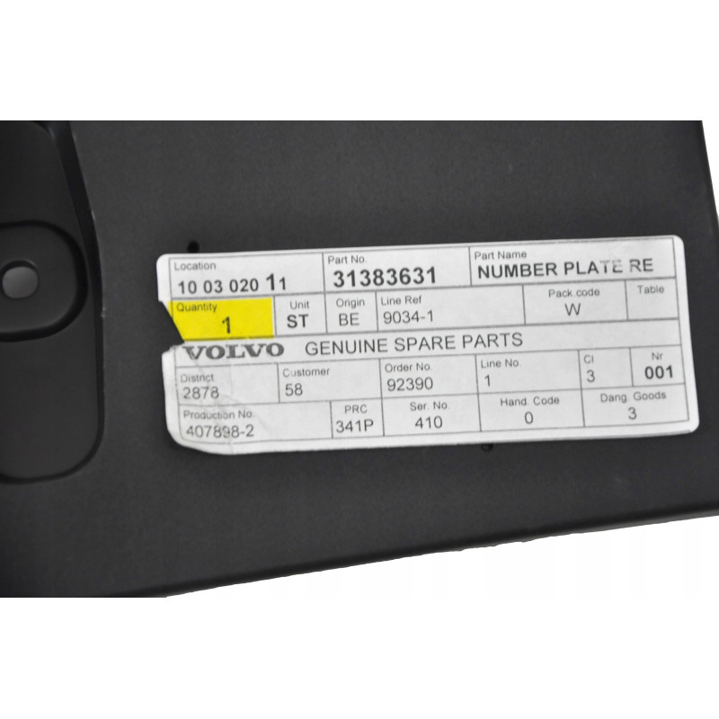 VOLVO XC90 Podkładka rejestracja zderzak przód 31383631 OE