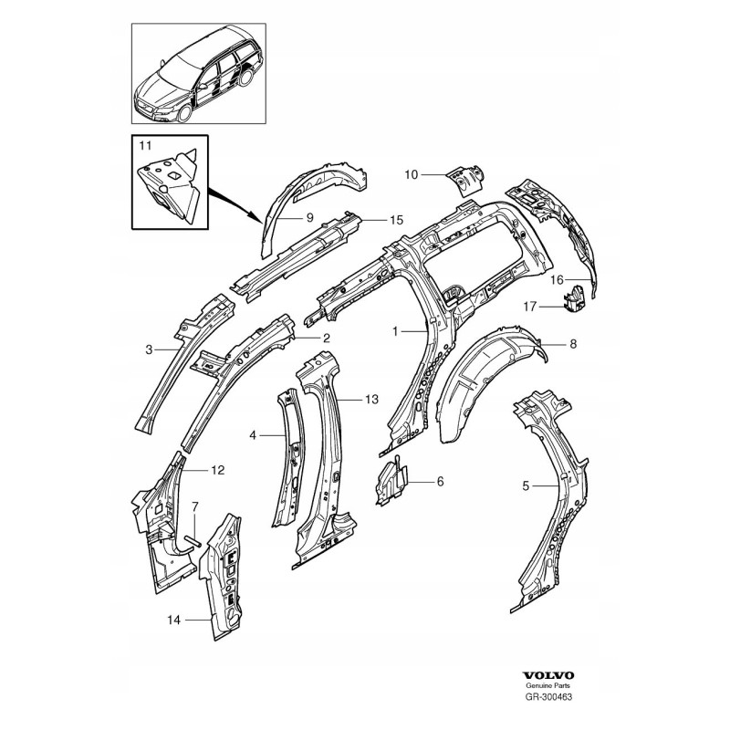 VOLVO V70 XC70 Poszycie prawy słupek d 31213869 OE