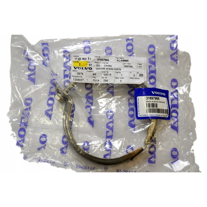 VOLVO EX40 S60CC S80 S90 V40 V40CC Klamra opaska katalizatora 31697966 OE