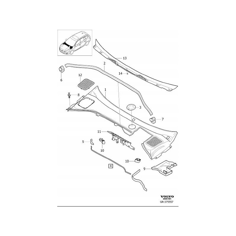 VOLVO S60 S60CC S90 V60 V60CC V90 V90CC XC60 Spinka podszybia 30624612 OE