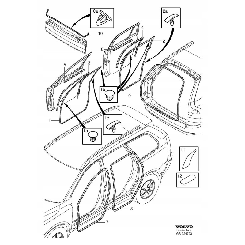VOLVO XC90 Spinka uszczelki drzwi 30661328 OE