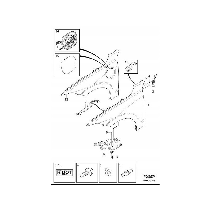 VOLVO XC60 II lewa zaślepka błotnika podszybia OE 32219166