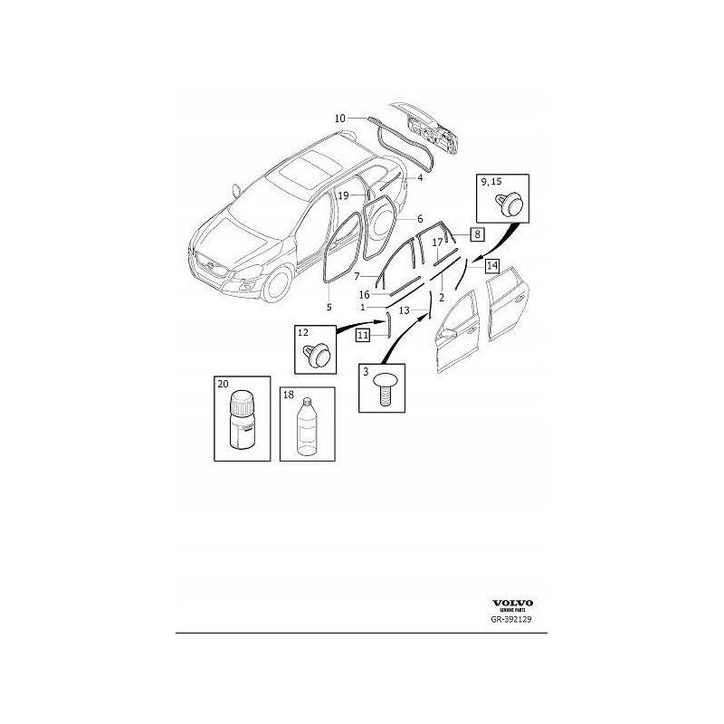 VOLVO XC60 Uszczelka karoseryjna drzwi przednie 31424324 OE