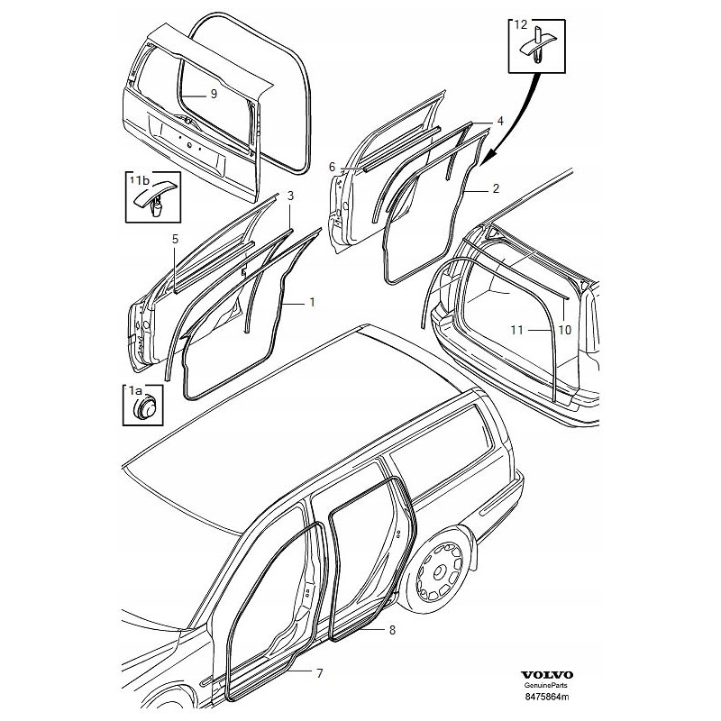 VOLVO XC90 uszczelka drzwi przednia prawa OE 31278568