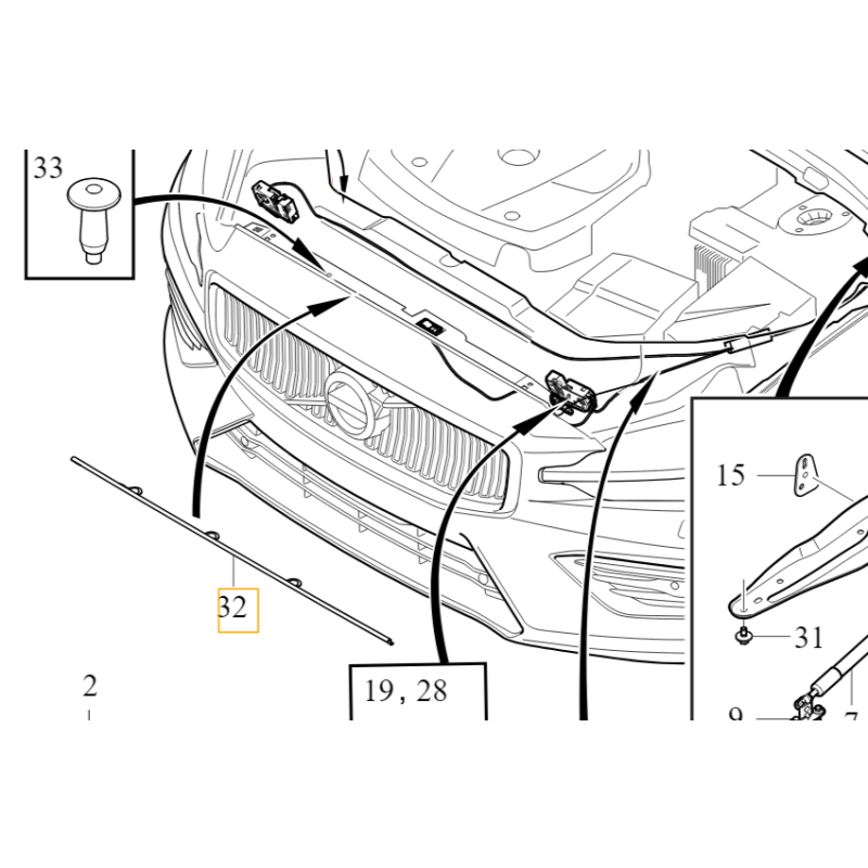 VOLVO S60 III V60 II uszczelka maski zderzaka przód 32277230