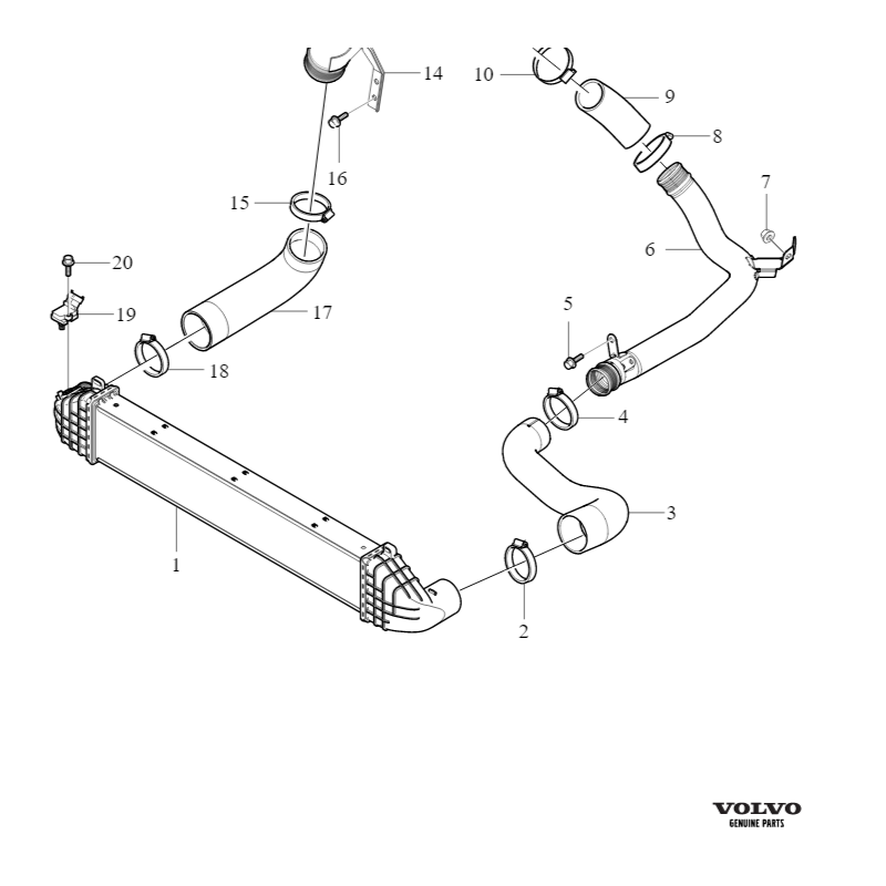 VOLVO S80 V70 XC70 lewy wąż przewód intercooler 2,0 2,5 30636785