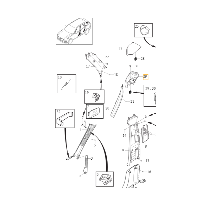 VOLVO XC60 II prowadnica pasa bezp tylna prawa 32314014