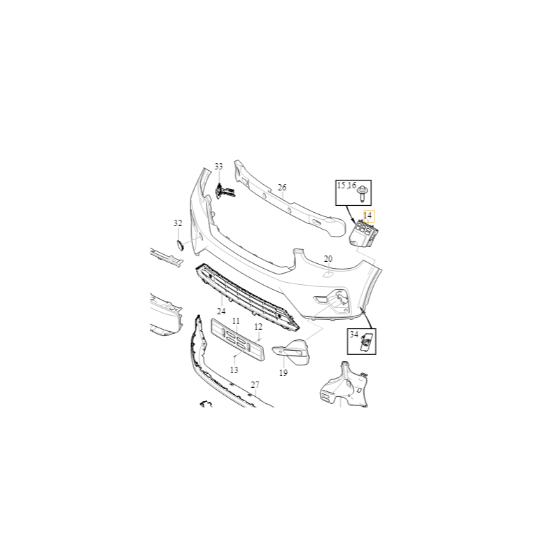 VOLVO Ślizg zderzaka przedni prawy 32341535 OE