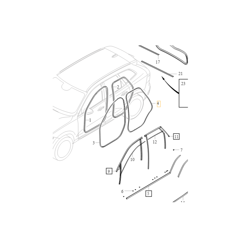 VOLVO XC60 II uszczelka drzwi tylne oryginał OE