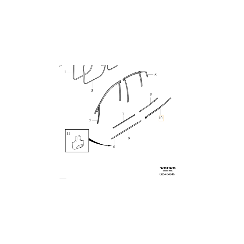 VOLVO S60 III tylna prawa listwa drzwi black OE