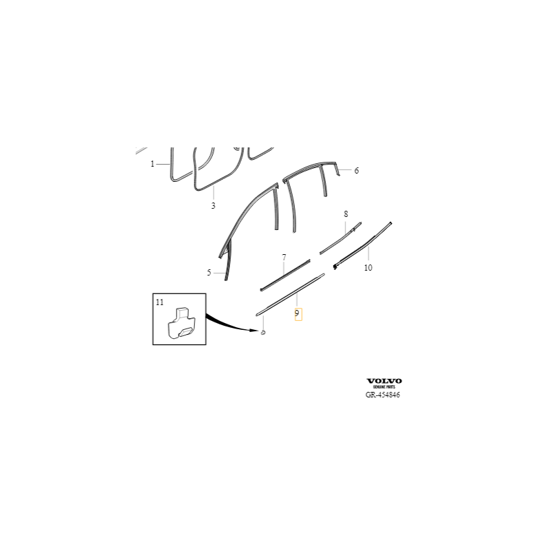 VOLVO S60 III przednia prawa listwa drzwi black OE